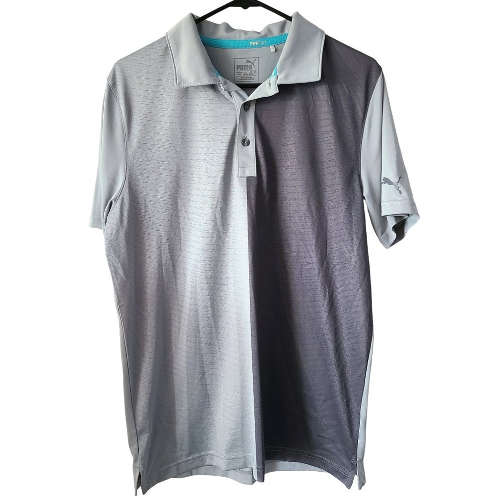 Puma Men's Size Medium PWR Cool Golf Polo Short Sleeve Colorblock Grey